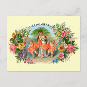  Cigar Label La Palmiera, Vrouw met Angels Briefkaart