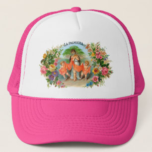 Cigar Label La Palmiera, Vrouw met Angels Trucker Pet