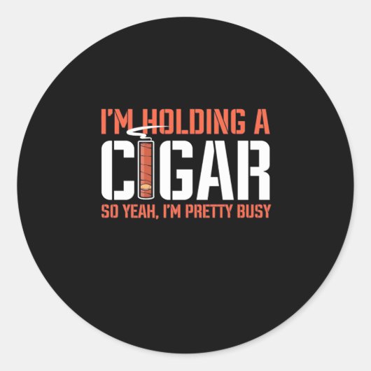 Cigar Lover | Ik houd een kaartje vast Ronde Sticker (Voorkant)