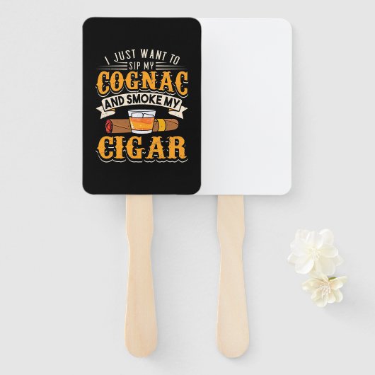 Cigar Lover | Mijn cognac en roken mijn sigar Handwaaier (Voorkant en achterkant)