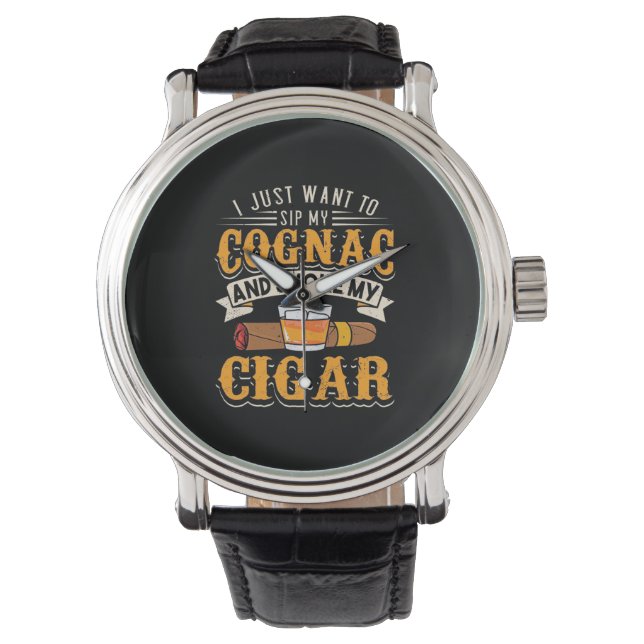 Cigar Lover | Mijn cognac en roken mijn sigar Horloge (Voorkant)