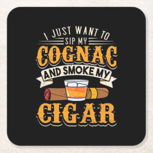 Cigar Lover   Mijn cognac en roken mijn sigar Kartonnen Onderzetters