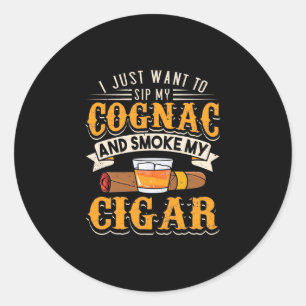 Cigar Lover   Mijn cognac en roken mijn sigar Ronde Sticker