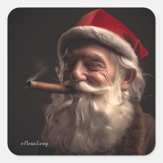 Cigar Santa Vierkante Sticker (Voorkant)