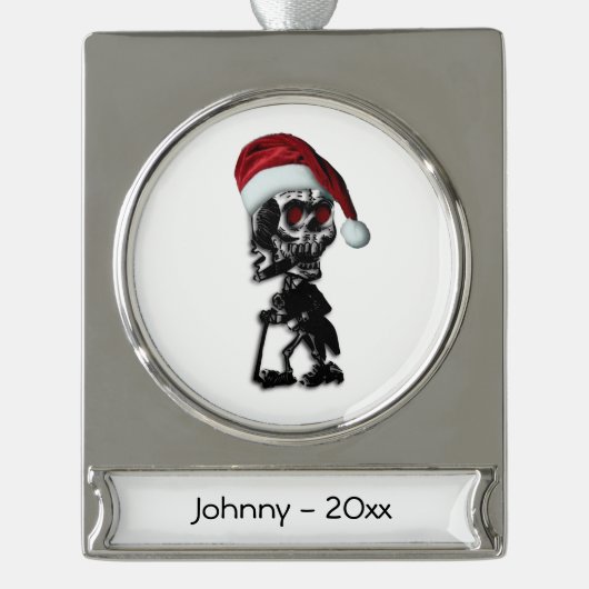 Cigar Skeleton voor roken Verzilverd Banner Ornament (Voorkant)