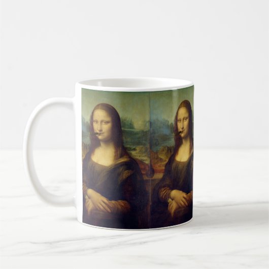 Cigar Smoker Funny Mona Lisa Roking Koffiemok (Links)