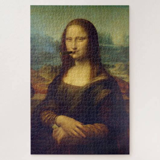 Cigar Smoker Mona Lisa Painting Funny Legpuzzel (Verticaal)