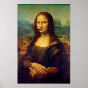 Cigar Smoker Mona Lisa Roking Painting Poster