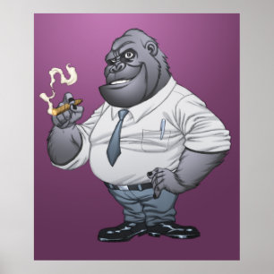 Cigar Smoking Business Man Boss Gorilla door Al Ri Poster