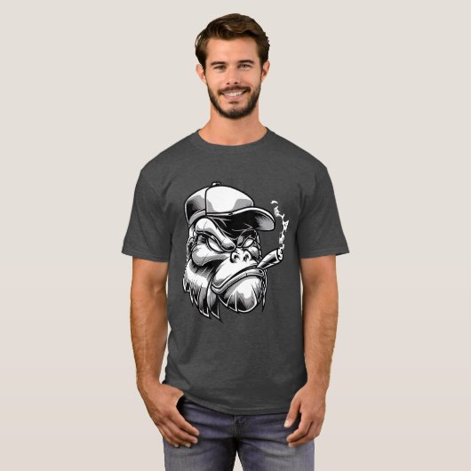 Cigar Smoking Gorilla Silverback Monkey Ape Gift T-shirt (Voorkant volledig)
