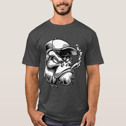 Cigar Smoking Gorilla Silverback Monkey Ape Gift T-shirt (Voorkant)