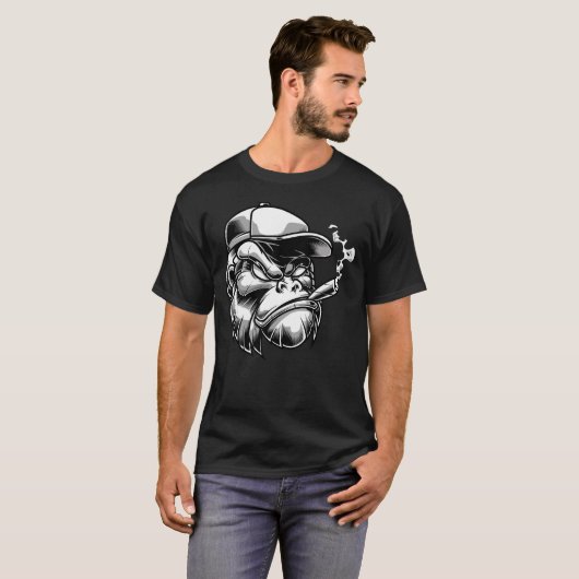Cigar Smoking Gorilla Silverback Monkey Ape Gift T-shirt (Voorkant volledig)
