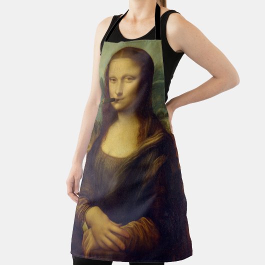 Cigar Smoking Mona Lisa Smoker Fun Fine Art Lover Schort (Insitu)