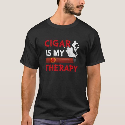 Cigar Therapy Tobacco Smoking Cigar Smoker T-shirt (Voorkant)