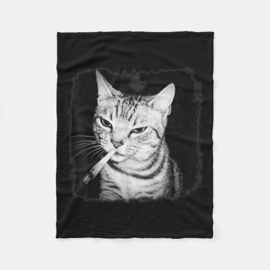 Cigarette Kitten Bende Kat Roken Sigaret Grappig Fleece Deken (Voorkant)