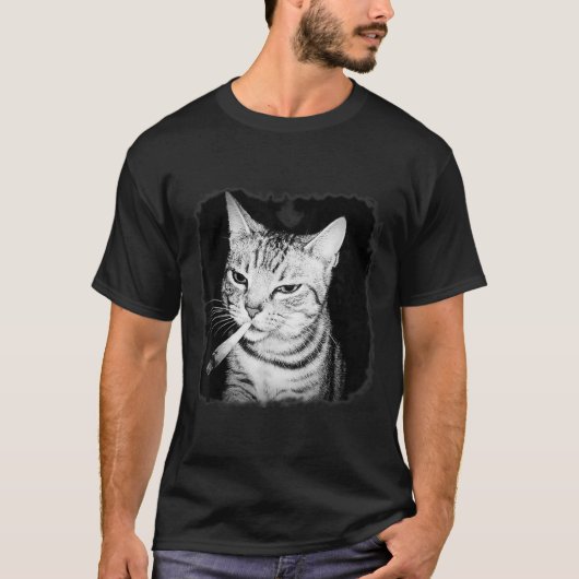 Cigarette Kitten Bende Kat Roken Sigaret Grappig T-shirt (Voorkant)