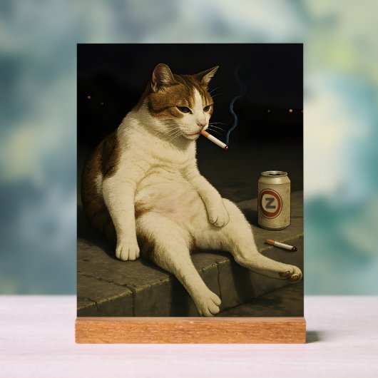 Cigarette Kitten Funny Smoking Cat Gen Z Meme Acryl Bord (Neutraal)