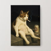 Cigarette Kitten Funny Smoking Cat Gen Z Meme Button (Voorkant)