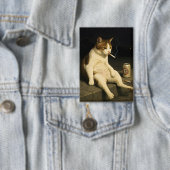 Cigarette Kitten Funny Smoking Cat Gen Z Meme Button (Insitu)