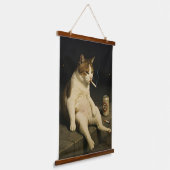 Cigarette Kitten Funny Smoking Cat Gen Z Meme Hangend Wandkleed (Gebogen)