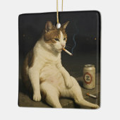 Cigarette Kitten Funny Smoking Cat Gen Z Meme Keramisch Ornament (Links)