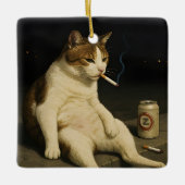 Cigarette Kitten Funny Smoking Cat Gen Z Meme Keramisch Ornament (Voorkant)