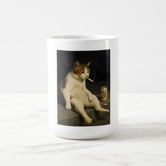 Cigarette Kitten Funny Smoking Cat Gen Z Meme Koffiemok (Center)
