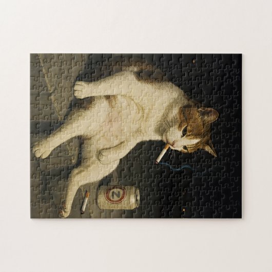 Cigarette Kitten Funny Smoking Cat Gen Z Meme Legpuzzel (Horizontaal)