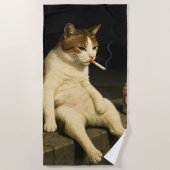 Cigarette Kitten Funny Smoking Cat Gen Z Meme Strandlaken (Voorkant)