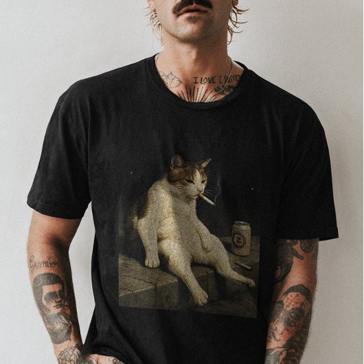 Cigarette Kitten Funny Smoking Cat Gen Z Meme T-shirt