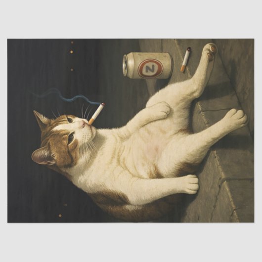 Cigarette Kitten Funny Smoking Cat Gen Z Meme Tissuepapier (Voorkant)