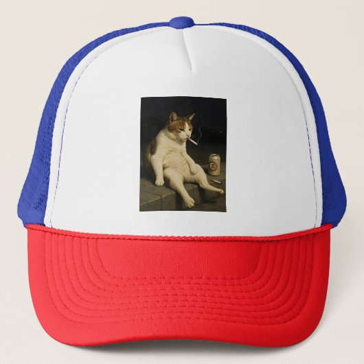 Cigarette Kitten Funny Smoking Cat Gen Z Meme Trucker Pet (Voorkant)