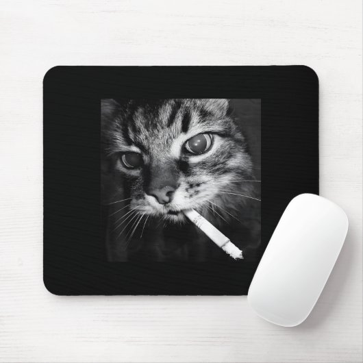 Cigarette Kitten Funny Smoking Cat Meme Stud Brain Muismat (Met muis)