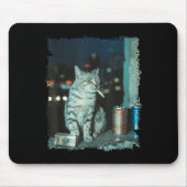 Cigarette Kitten Funny Smoking Cat Meme Stud Brain Muismat (Voorkant)