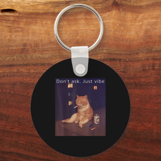 Cigarette Kitten Funny Smoking Cat Meme Stud Brain Sleutelhanger (Voorkant)