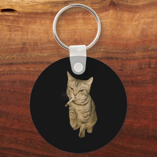 Cigarette Kitten Funny Smoking Cat Meme Stud Brain Sleutelhanger (Voorkant)
