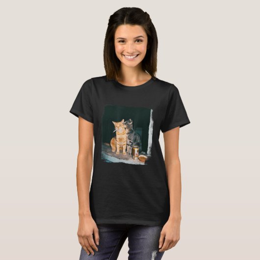 Cigarette Kitten Funny Smoking Cat Meme Stud Brain T-shirt (Voorkant volledig)