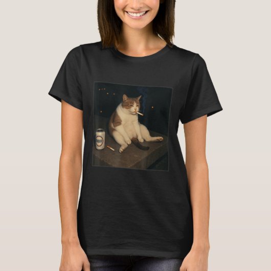Cigarette Kitten Funny Smoking Cat Meme Stud T-shirt (Voorkant)