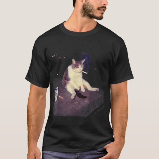 Cigarette Kitten Funny Smoking Cat Meme Stupid Jok T-shirt (Voorkant)