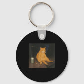 Cigarette Kitten Gen Z Joke Smoking Cat Meme Stud Sleutelhanger (Voorkant)