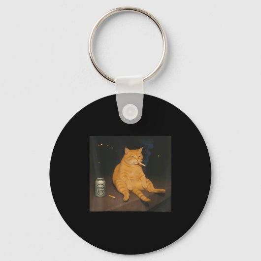 Cigarette Kitten Gen Z Joke Smoking Cat Meme Stud Sleutelhanger (Voorkant)