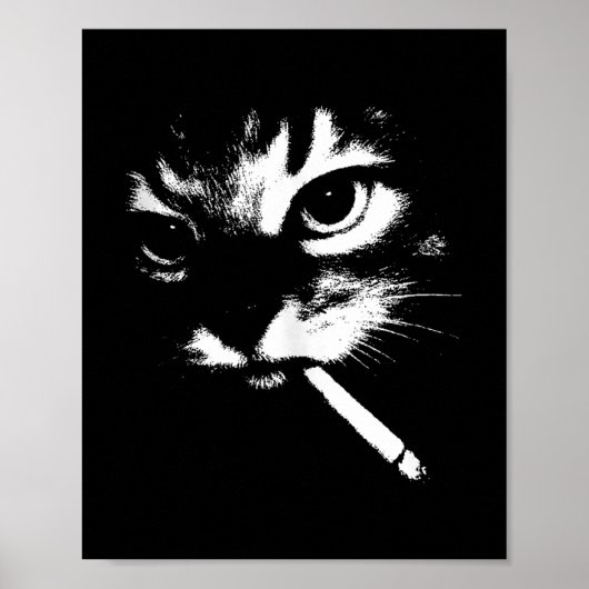 Cigarette Kitten Grappig Roken Kat Meme Gangster C Poster (Voorkant)