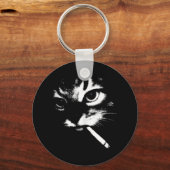 Cigarette Kitten Grappig Roken Kat Meme Gangster C Sleutelhanger (Voorkant)