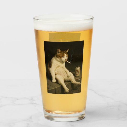 Cigarette Kitten Grappige Rokkende Kat Gen Z Meme Glas (Voorkant gevuld)
