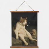 Cigarette Kitten Grappige Rokkende Kat Gen Z Meme Hangend Wandkleed (Voorkant)