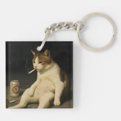 Cigarette Kitten Grappige Rokkende Kat Gen Z Meme Sleutelhanger (Achterkant)