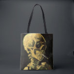 Cigarette van Vincent van Gogh Tote Bag<br><div class="desc">Prachtige canvas tassen die overdreven zijn! Beschikbaar in twee stijlen en twee grootten! De schedel met Burning Cigarette van Vincent van Gogh is een fijne kunstpost van impressionisme, die nog steeds het leven schildert. Een portret van het roken van het menselijk skelet. Geweldig afbeelding voor antirookproducten. Roken doodt elk jaar...</div>