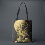 Cigarette van Vincent van Gogh Tote Bag<br><div class="desc">Prachtige canvas tassen die overdreven zijn! Beschikbaar in twee stijlen en twee grootten! De schedel met Burning Cigarette van Vincent van Gogh is een fijne kunstpost van impressionisme, die nog steeds het leven schildert. Een portret van het roken van het menselijk skelet. Geweldig afbeelding voor antirookproducten. Roken doodt elk jaar...</div>