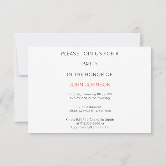 Cigaro Party Lounge Cuban Invitation Kaart (Achterkant)