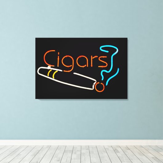 Cigars Neon Sign Canvas Afdruk (Insitu (Houten vloer))